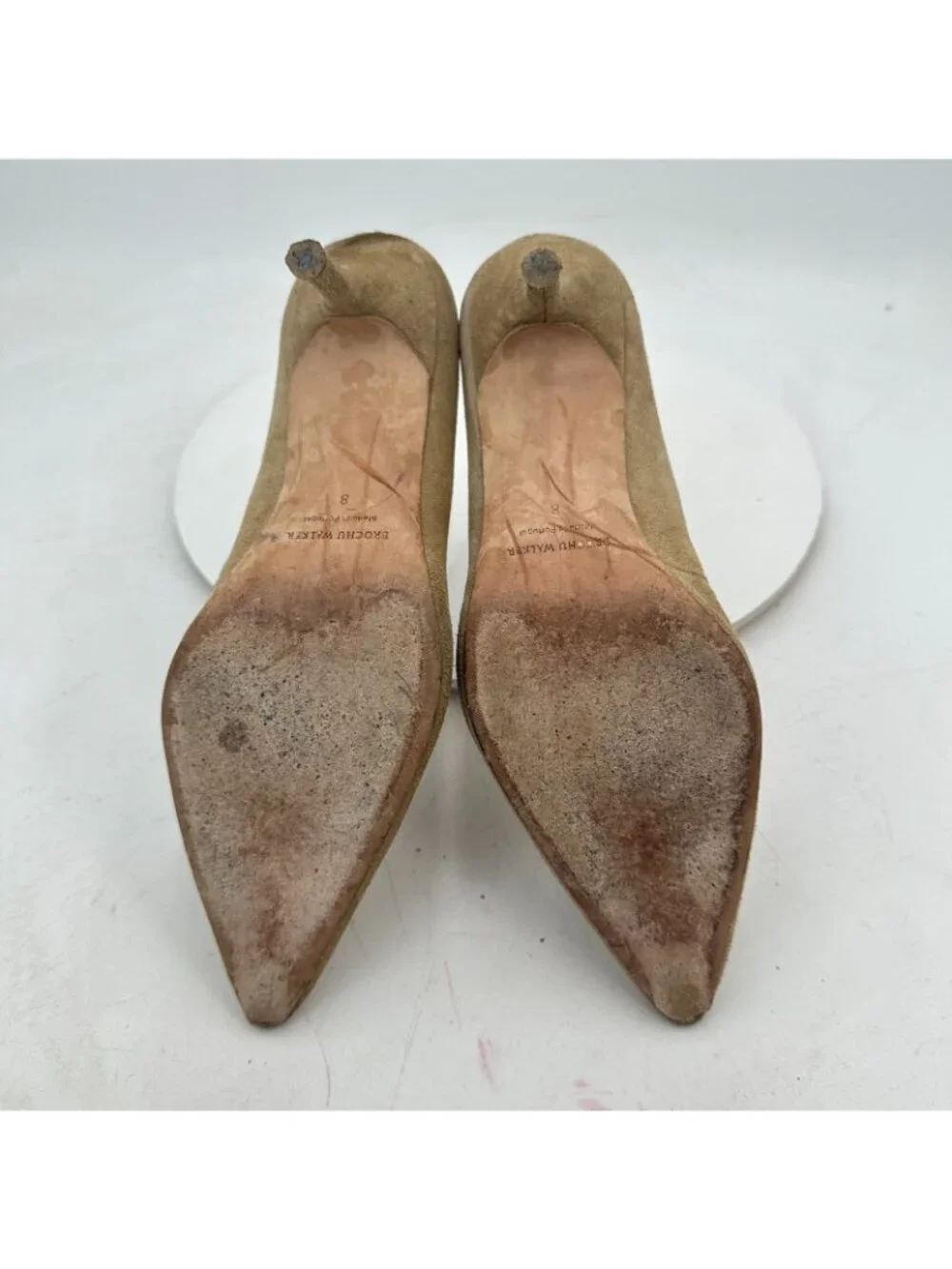 Brochu Walker Women Size 8 Brown Suede Pointed Toe Kitten Heel Pump Shoes - Picture 8 of 11